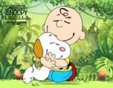 Snoopy y Carlitos abrazados