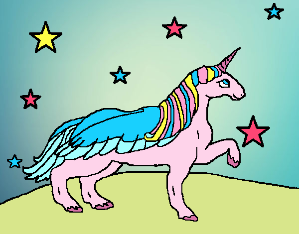 Unicornio mirando las estrellas