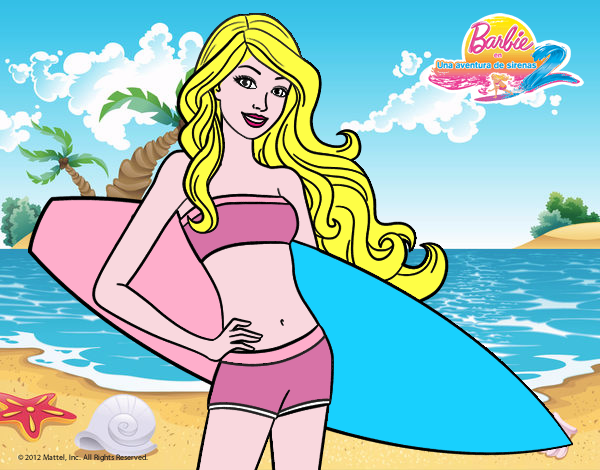 Barbie con tabla de surf