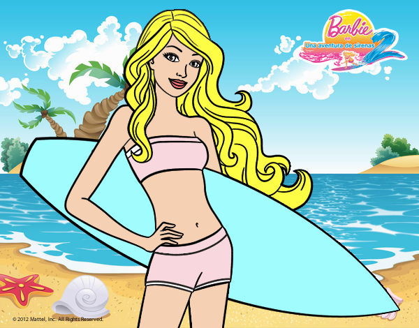 Barbie con tabla de surf