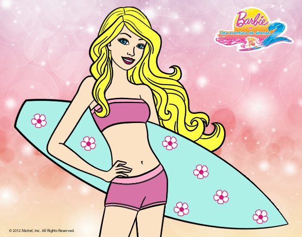 Barbie con tabla de surf