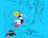 Barbie practicando surf