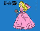 Dibujo Barbie vestida de novia pintado por amalia