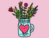 Dibujo Bote con flores silvestres y un corazón pintado por MarielaH