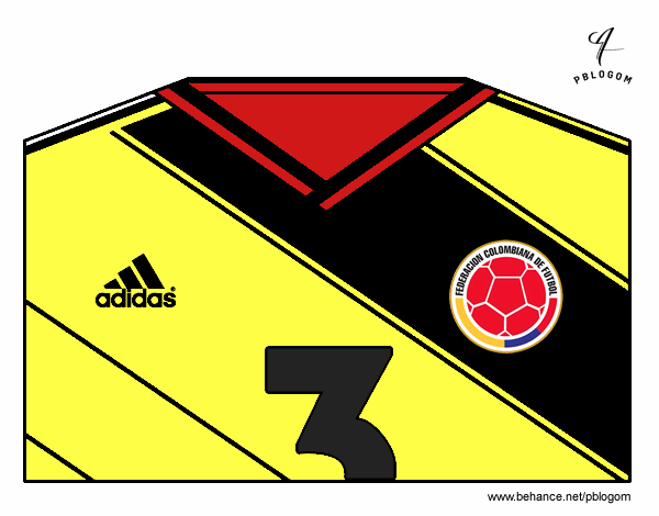 Dibujo Camiseta del mundial de fútbol 2014 de Colombia pintado por ELPRO25