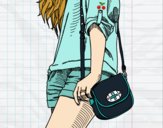 Dibujo Chica con bolso pintado por mangli