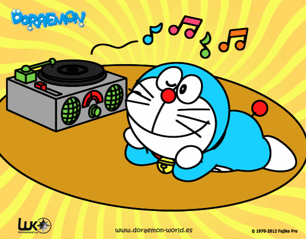 Doraemon escuchando música