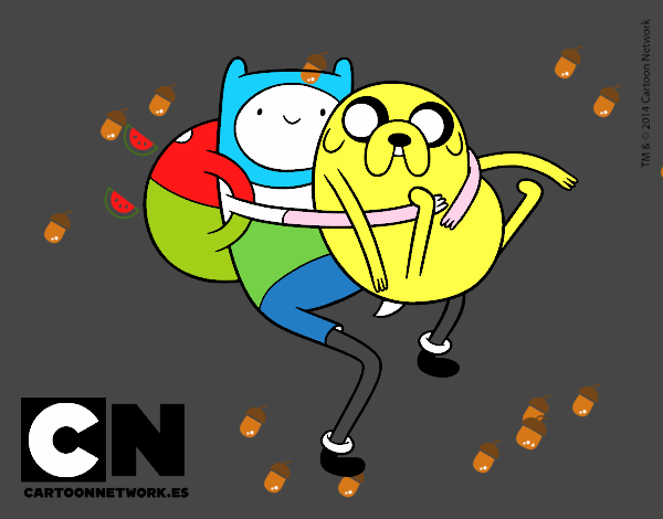 Finn y Jake abrazados