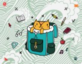 Dibujo Gato dentro de una mochila pintado por Kurotsuno