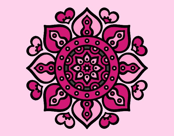 Dibujo Mandala corazones árabes pintado por michinita