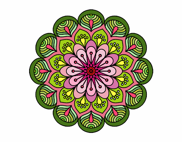 Dibujo Mandala flor y hojas pintado por FAFARIZA