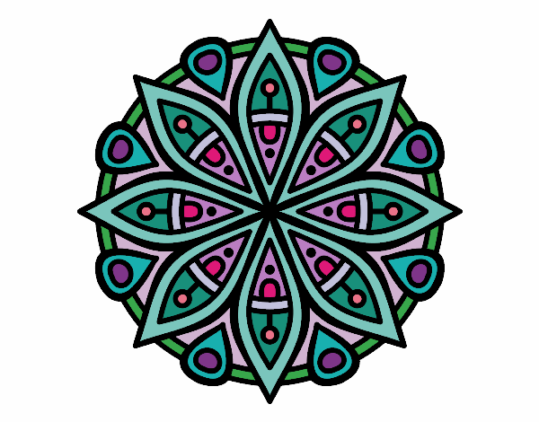 Dibujo Mandala para la concentración pintado por MarielaH