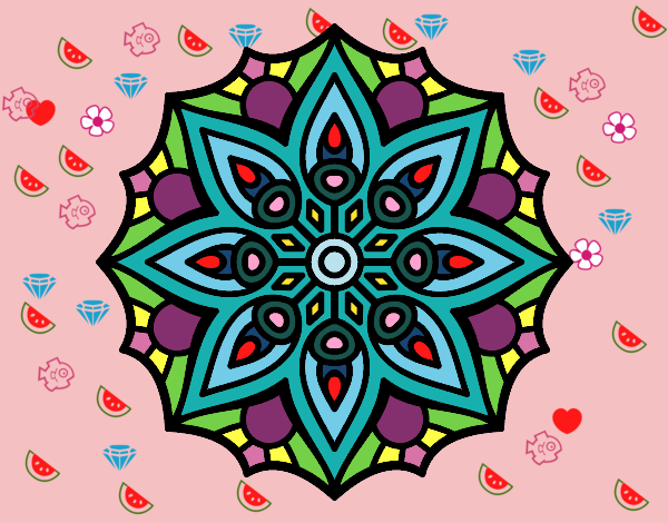Dibujo Mandala simetría sencilla pintado por MarielaH