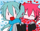 Miku y Len con bufanda