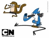 Dibujo Mordecai y Rigby karatekas pintado por alejo777