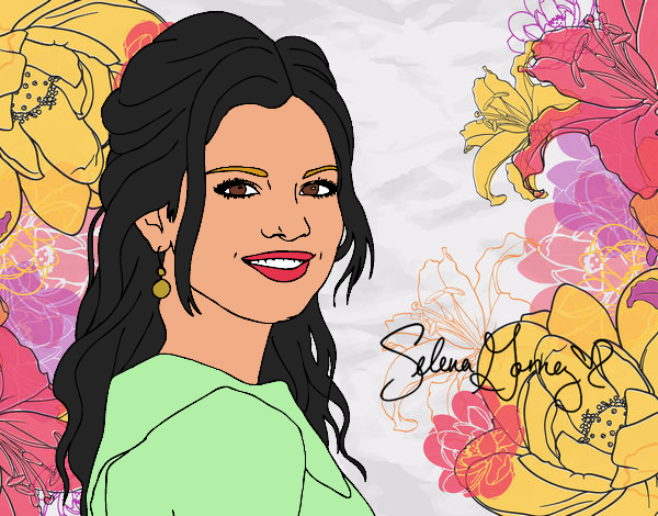 Dibujo de Selena Gomez con pelo rizado pintado por en ...