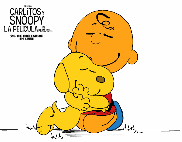 Snoopy y Carlitos abrazados