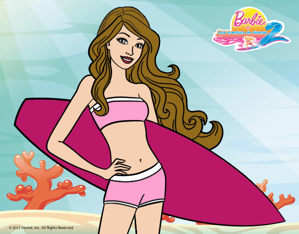 Barbie con tabla de surf