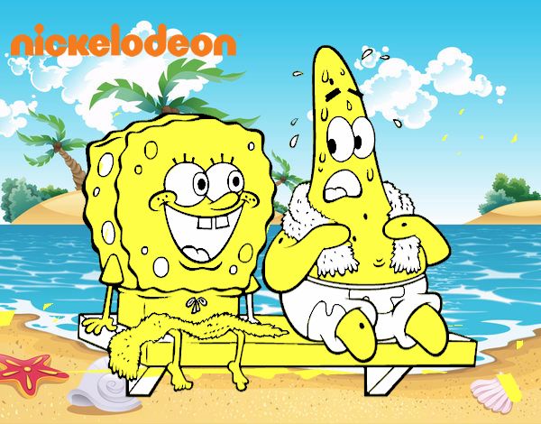 Bob Esponja y Patricio en bañador