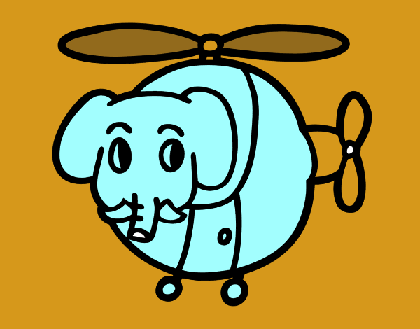 Helióptero con elefante