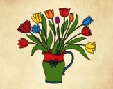 Dibujo Jarrón de tulipanes pintado por queyla