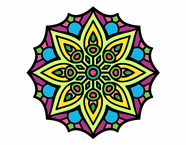 Dibujo Mandala simetría sencilla pintado por churu