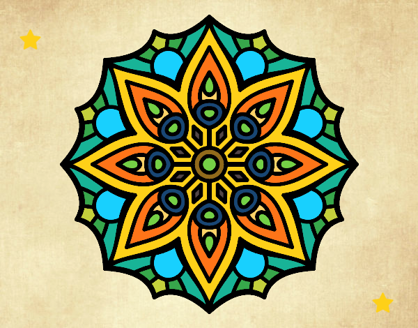 Dibujo Mandala simetría sencilla pintado por churu