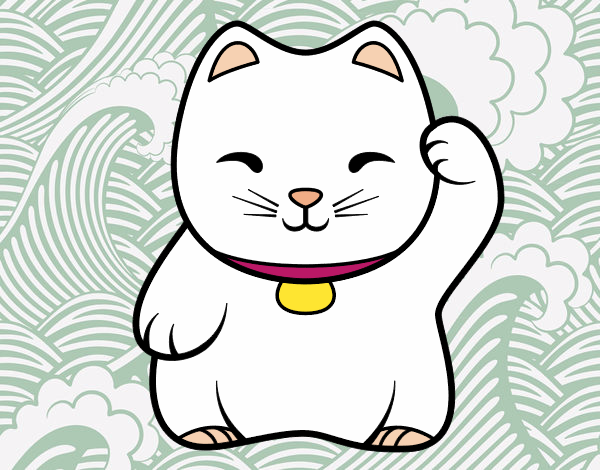 Dibujo Maneki-neko blanco pintado por Minoart