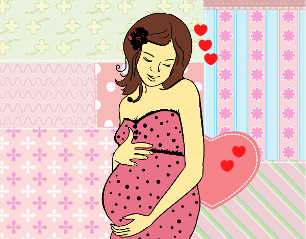 Dibujo Mujer embarazada feliz pintado por LunaLunita