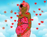 Dibujo Mujer embarazada feliz pintado por Julieti