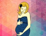 Dibujo Mujer embarazada feliz pintado por Sachiko468