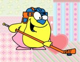 Pingüino jugando a hockey