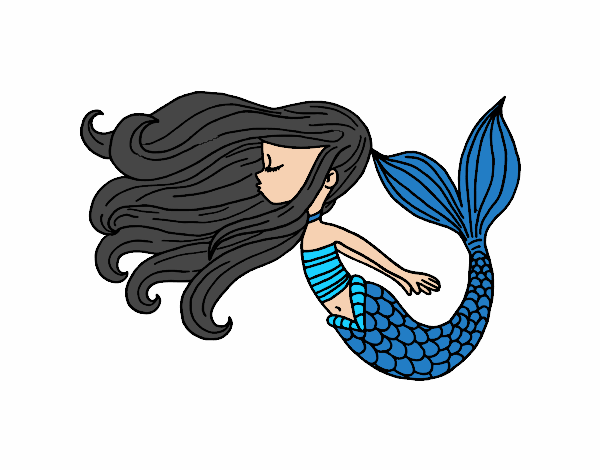 Dibujo Sirena flotando pintado por luisamarin