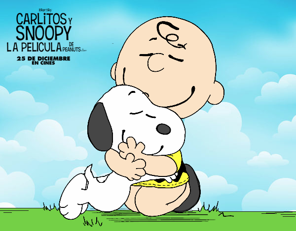 Snoopy y Carlitos abrazados