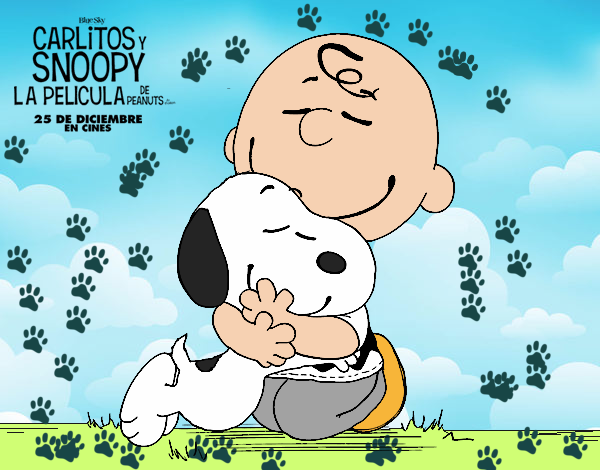 Snoopy y Carlitos abrazados