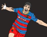 Dibujo Suárez celebrando un gol pintado por TACOS