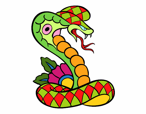 Dibujo Tatuaje de cobra pintado por Faabii