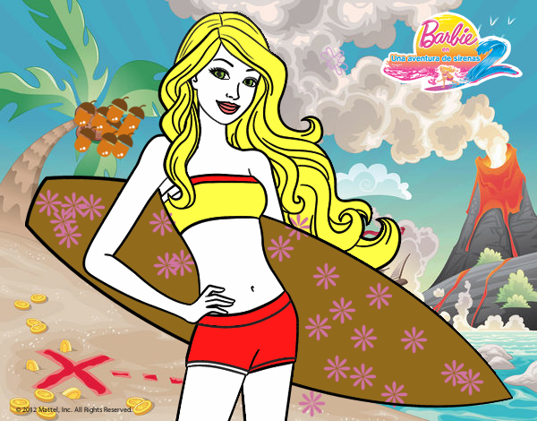 Barbie con tabla de surf