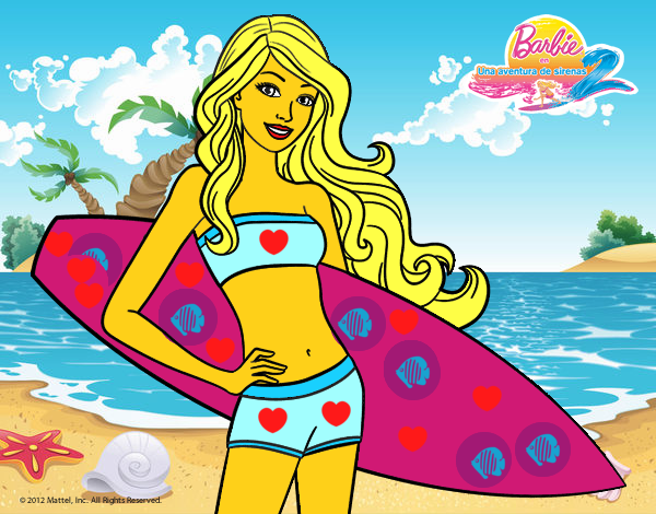 Barbie con tabla de surf