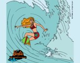 Dibujo Barbie practicando surf pintado por queyla