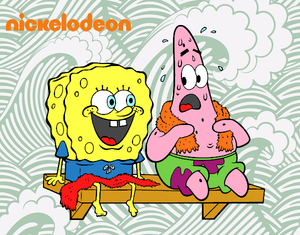 Bob Esponja y Patricio en bañador