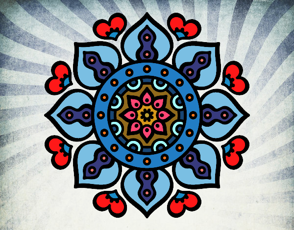 Dibujo Mandala corazones árabes pintado por macheli