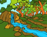 Dibujo Paisaje de bosque con un río pintado por cecil13