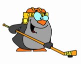 Pingüino jugando a hockey