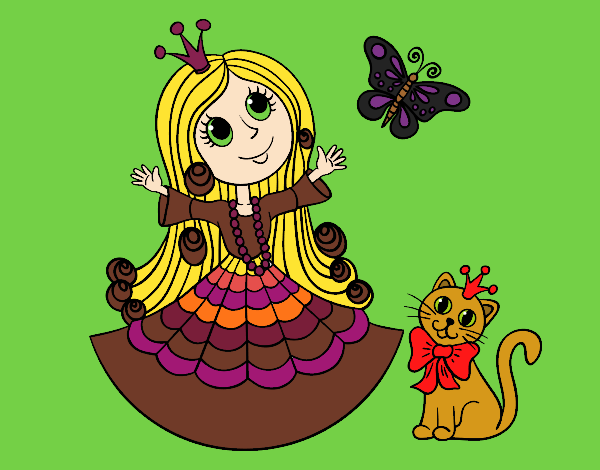 Princesa con gato y mariposa