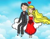 Recién casados en una nube