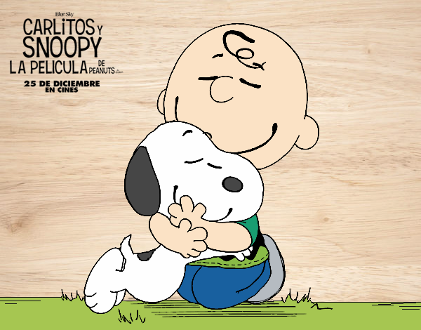 Snoopy y Carlitos abrazados