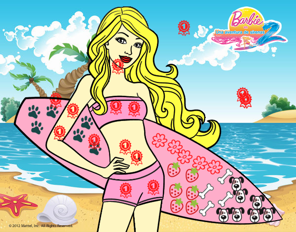 Barbie con tabla de surf