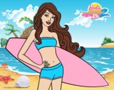 Barbie con tabla de surf