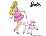 Barbie paseando a su mascota